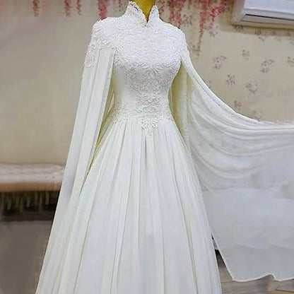 Lace Slim Long Sleeve Fishtail Wedding Dress Crimson Medea