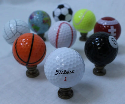 Golf Ball Lamp Finial, White, 2.25&quot;h Thulite