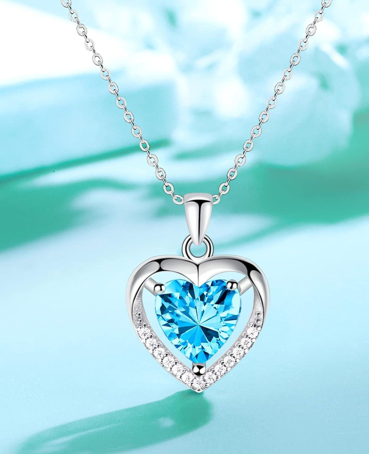 925 Sterling Silver Heart Pendant Necklace for Women - Cubic Zirconia Love Pendant Necklace, 20 Inch Love Necklace Jewelry for Christmas, Thanksgiving, Valentine&