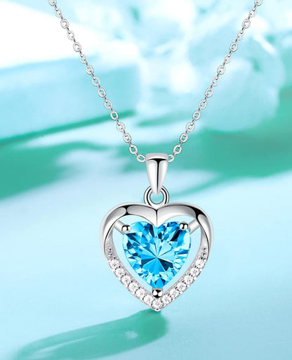 925 Sterling Silver Heart Pendant Necklace for Women - Cubic Zirconia Love Pendant Necklace, 20 Inch Love Necklace Jewelry for Christmas, Thanksgiving, Valentine&