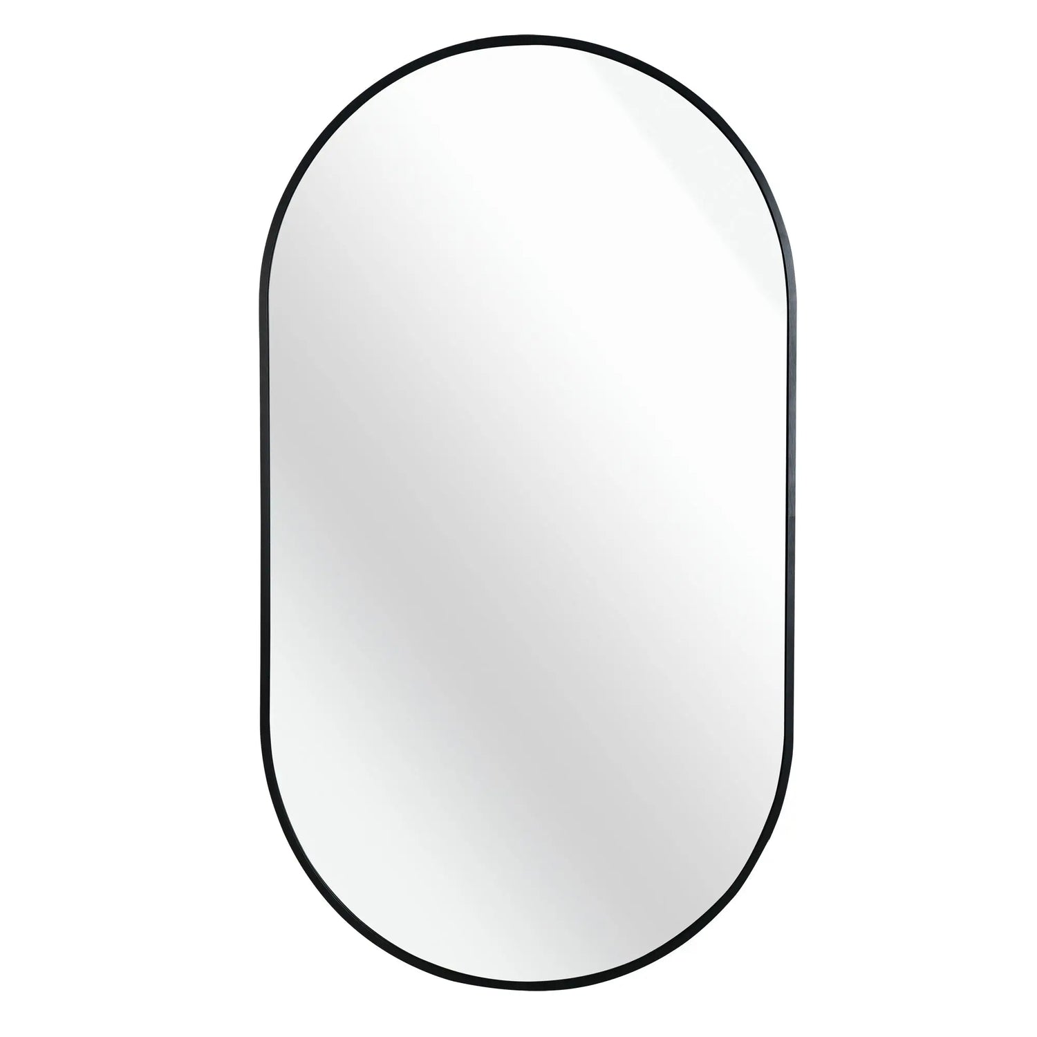 Black 20 x 33 Inch Metal Oval  Mirror Sangria Beech