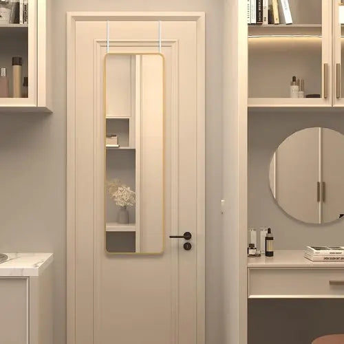 Gold 47 x 14IN Door mirror. Sangria Beech