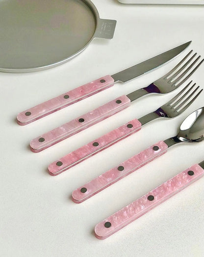10-Pcs Sleek Modern Pinky Flatware Silverware Flatware Set Inspecial Home