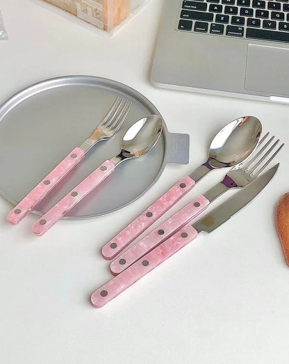 10-Pcs Sleek Modern Pinky Flatware Silverware Flatware Set Inspecial Home
