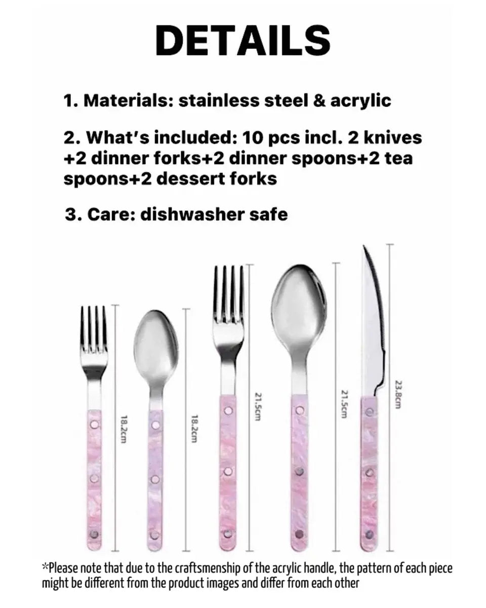10-Pcs Sleek Modern Pinky Flatware Silverware Flatware Set Inspecial Home