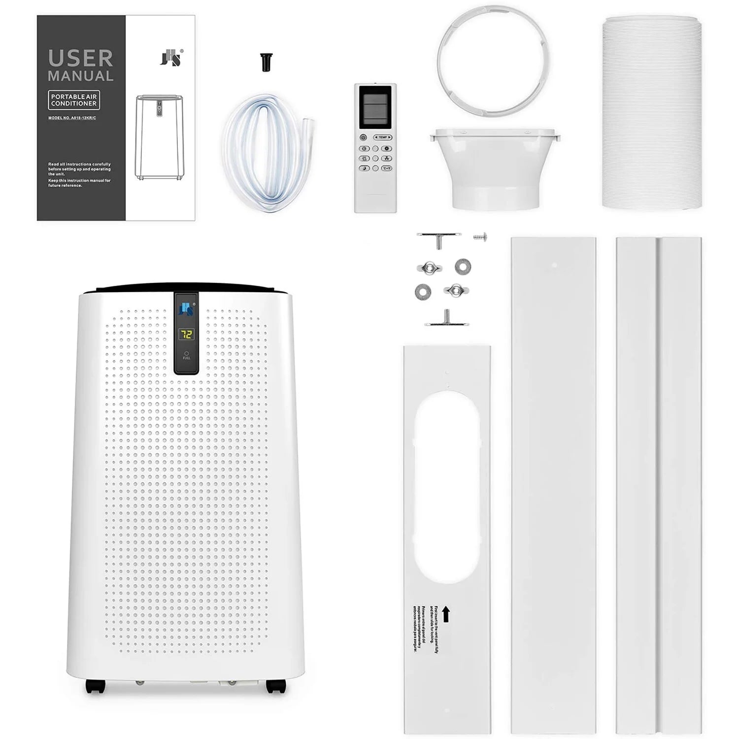 8000 BTU (12,000 BTU ASHRAE) 115V Portable Air Conditioner, Rooms up to 450 Sq. Ft., White, A018C-08KR