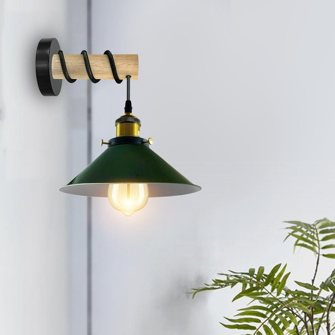 Modern Combined Solid Wooden Arm Chandelier Lighting With Green Cone a modern chandelier Sangria Angel