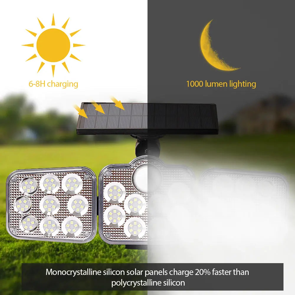 Solar Outdoor Lights 138 LED 3-Head Adjustable 360°Rotating Wide-Angle Pink Iolaus