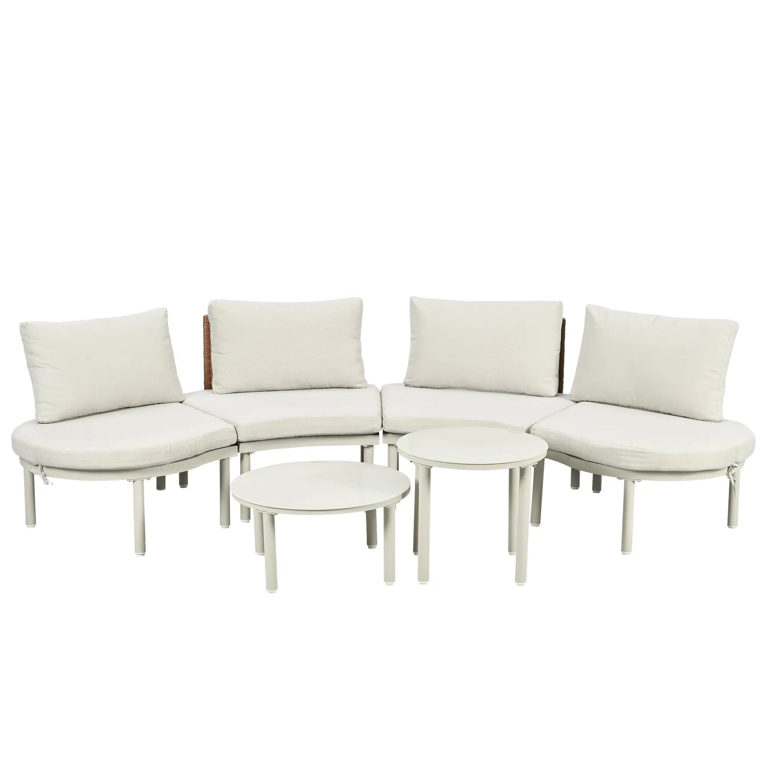 6-Piece Patio Sofa Furniture Set, Half Moon Outdoor Sectional Sofa Sangria Beech