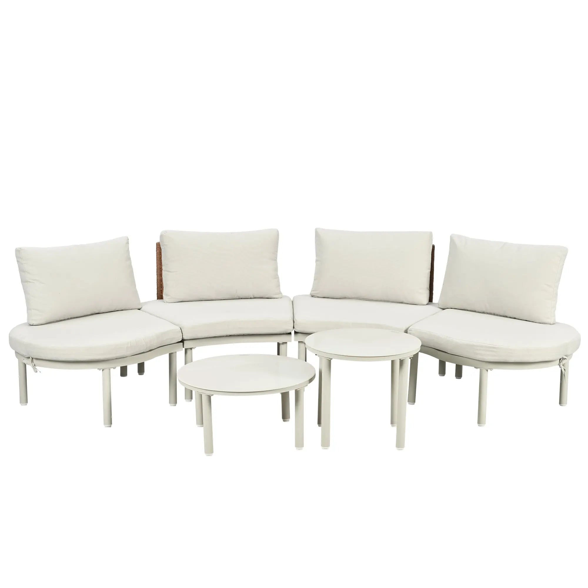 6-Piece Patio Sofa Furniture Set, Half Moon Outdoor Sectional Sofa Sangria Beech