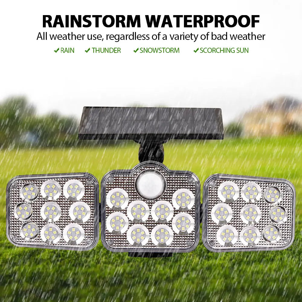 Solar Outdoor Lights 138 LED 3-Head Adjustable 360°Rotating Wide-Angle Pink Iolaus