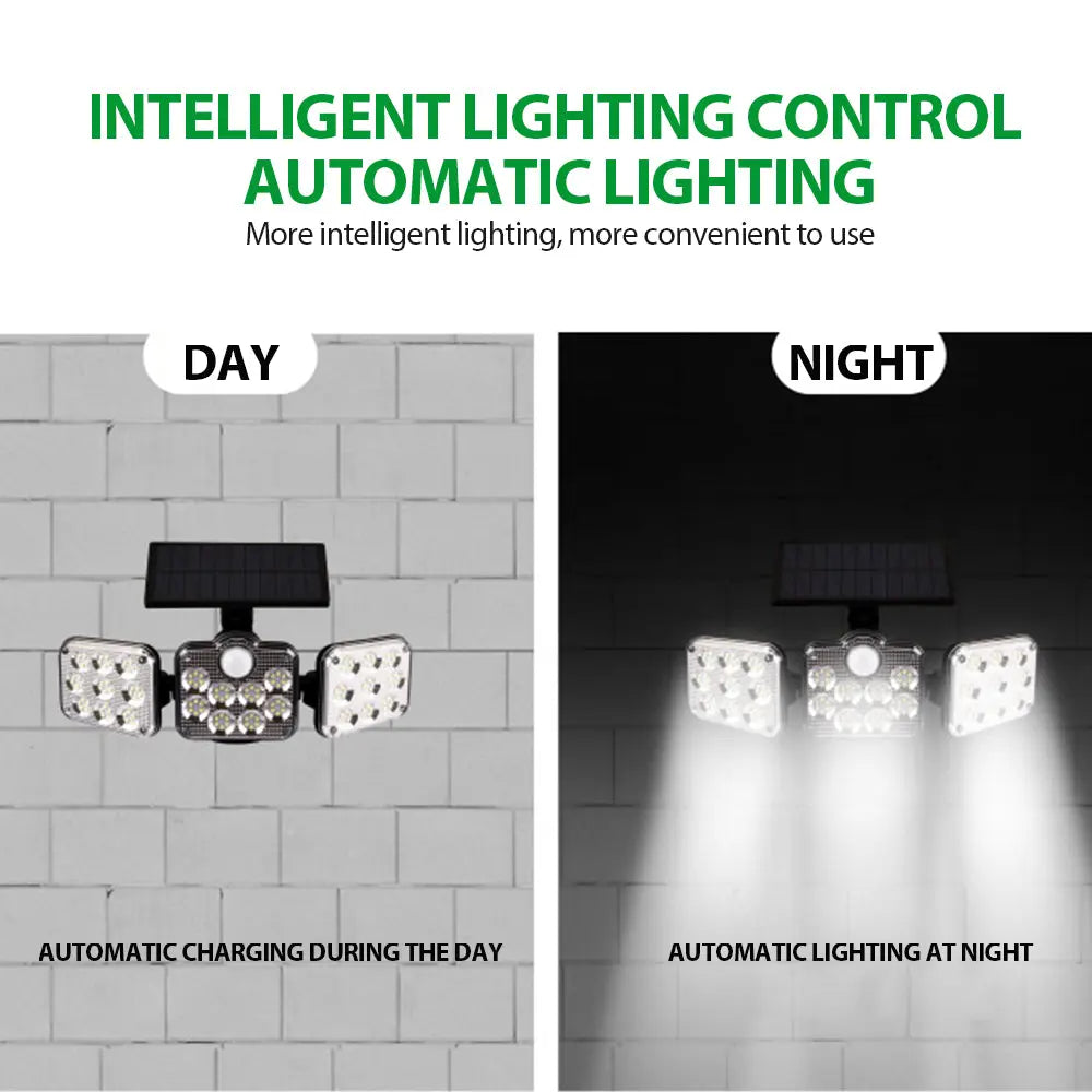 Solar Outdoor Lights 138 LED 3-Head Adjustable 360°Rotating Wide-Angle Pink Iolaus