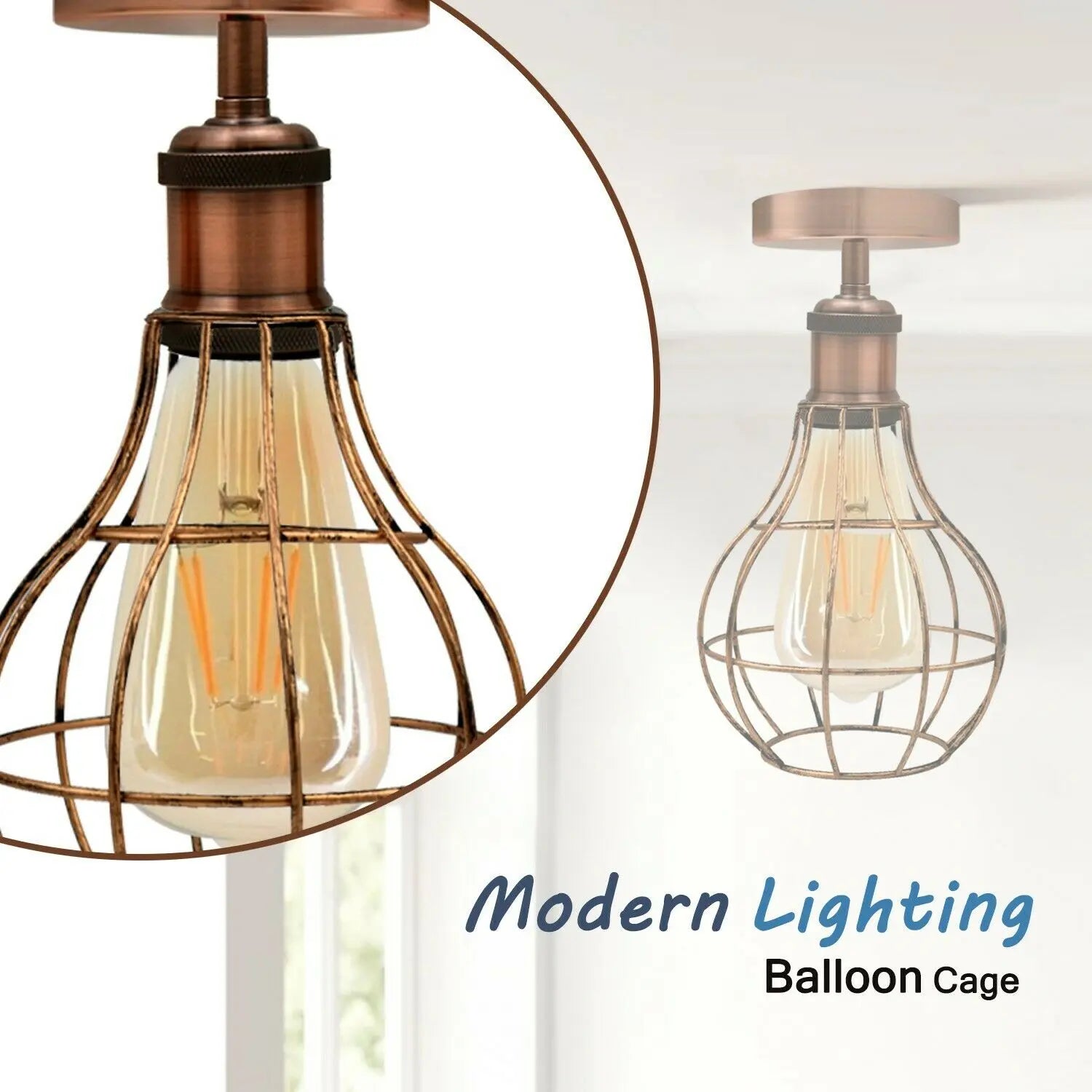 Vintage Industrial Flush Mount Ceiling Lamp Fittings~3666 Sangria Angel