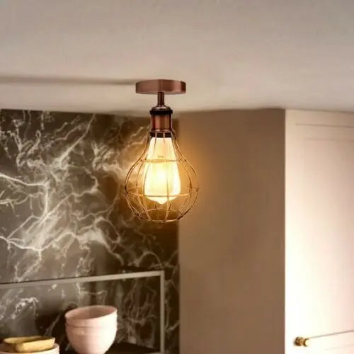 Vintage Industrial Flush Mount Ceiling Lamp Fittings~3666 Sangria Angel