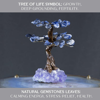 Crystal Tree - Amethyst Healing Chakra Tree of Life - Energy &amp; Feng Shui Amethyst Tree - Crystal Decoration - Sourced from Best Local Quality Control Team - 6&quot; 1.2 Lbs (Tree Sodalite)