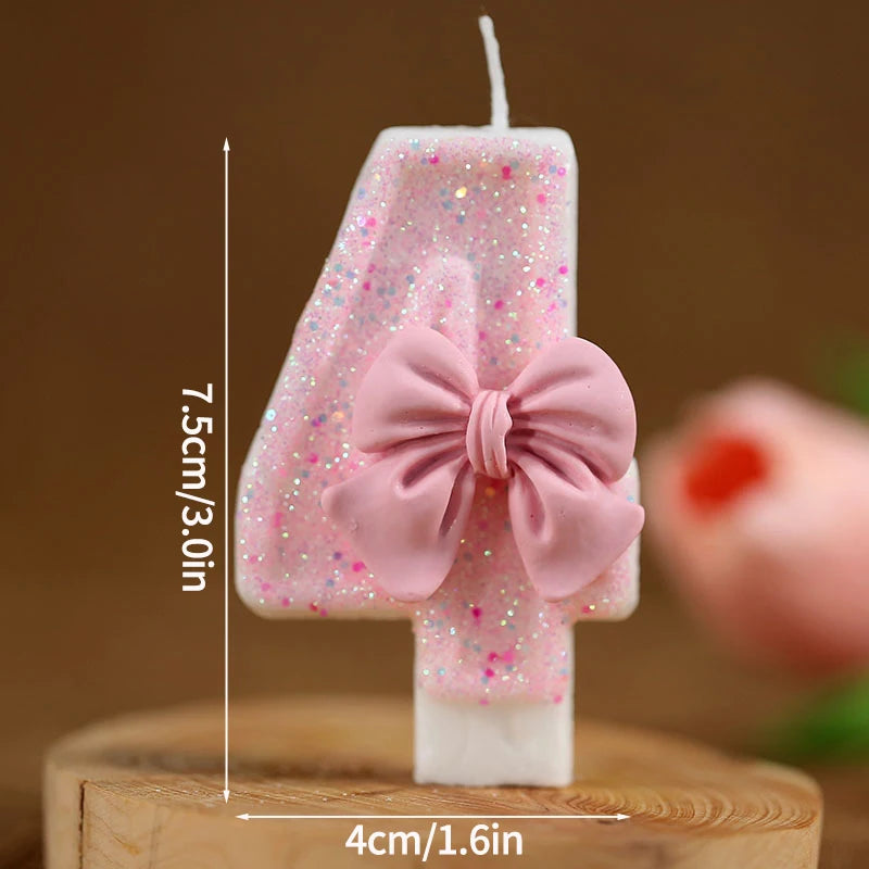 3D Number Cake Decorating Candle Pink Glitter Birthday Candles Digital Candle Cake Topper Birthday Party Anniversary Cake Decor
