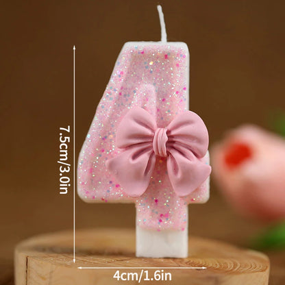 3D Number Cake Decorating Candle Pink Glitter Birthday Candles Digital Candle Cake Topper Birthday Party Anniversary Cake Decor