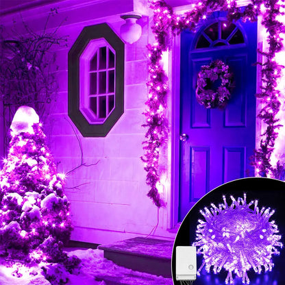 Halloween Christmas Lights Outdoor Decorations 100 LED 33Ft 8 Modes Pink Iolaus