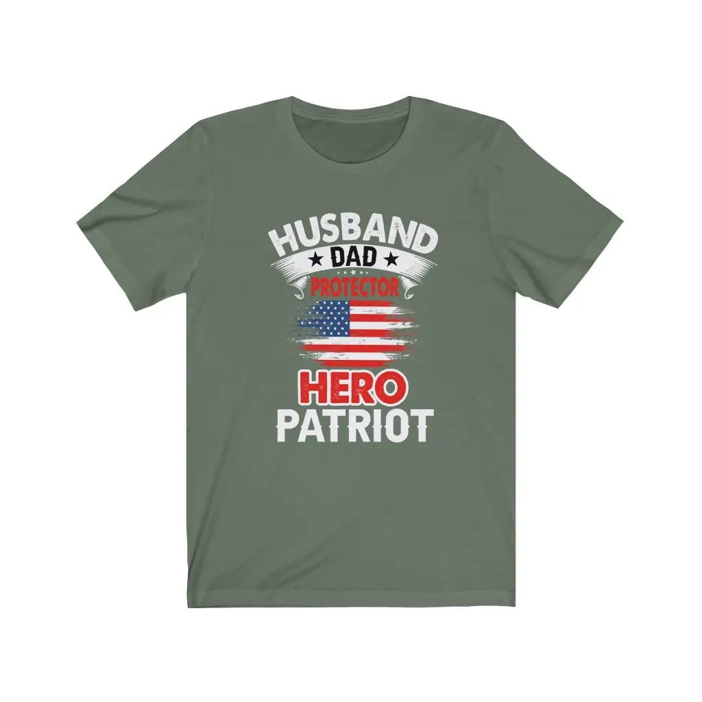 Husband, Dad, Protector, Hero, Patriot Short Sleeve T Shirt Yellow Pandora
