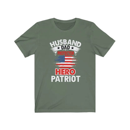 Husband, Dad, Protector, Hero, Patriot Short Sleeve T Shirt Yellow Pandora