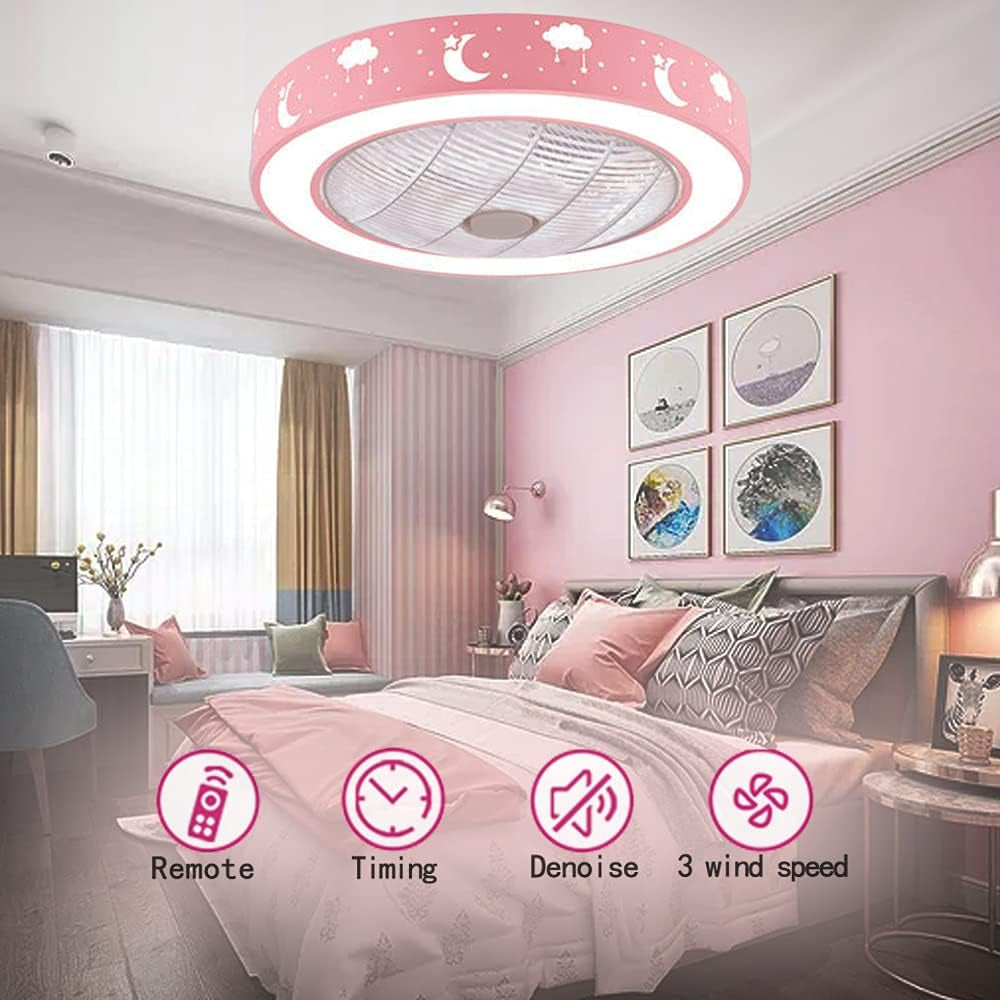 Ceiling Fan with Lights,20&quot; Flush Mount Ceiling Fan,72W Enclosed Ceiling Fan with Remote Control Dimmable,3 Color(3000K-6500K),Low Profile Ceiling Fan,Timing 1/2H 3 Files,Children&