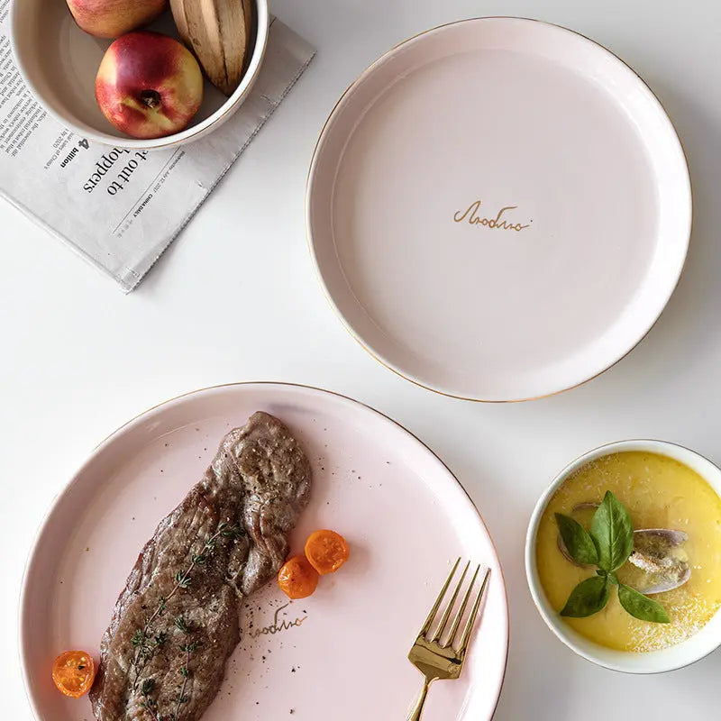 Light Luxury Ceramic Tableware Couple Tableware Crimson Medea