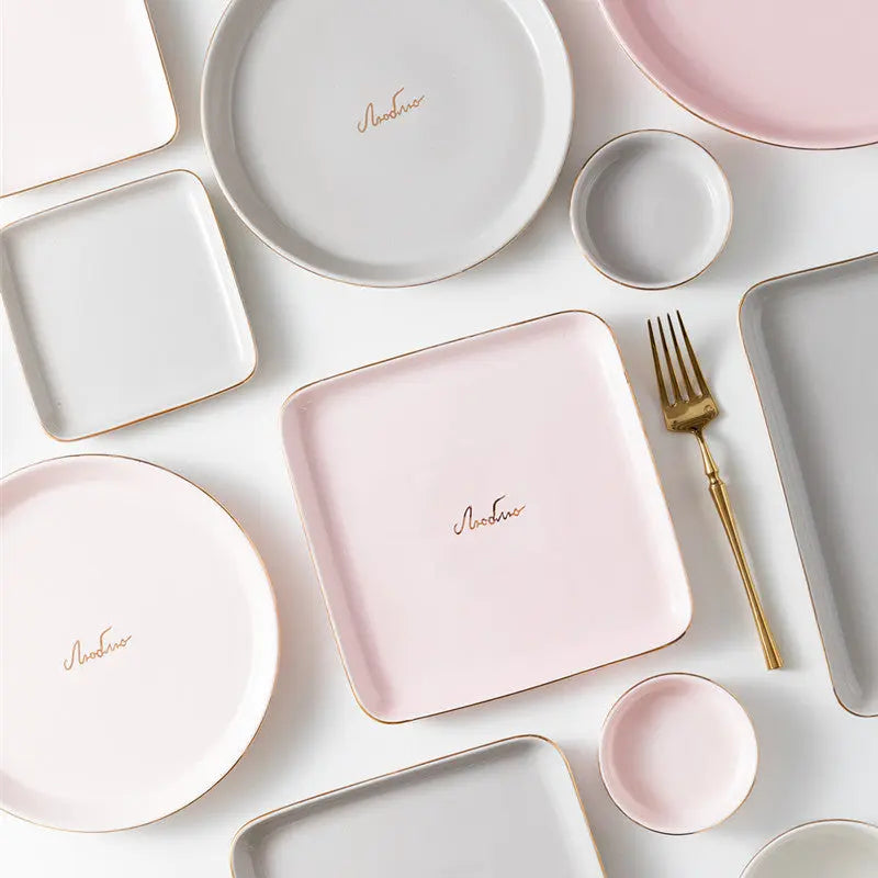 Light Luxury Ceramic Tableware Couple Tableware Crimson Medea