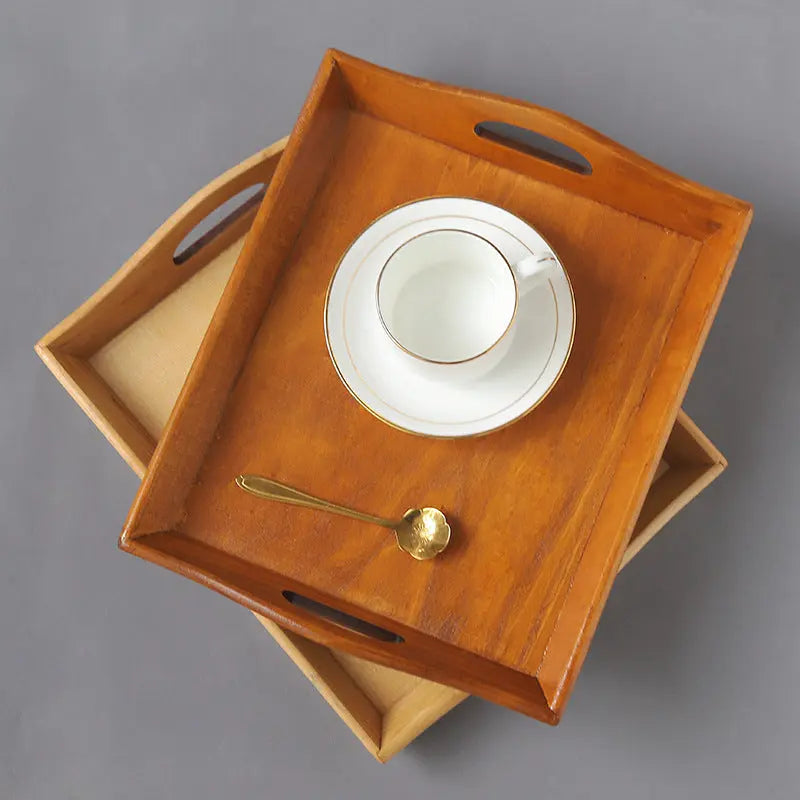 Retro Rectangular Wooden Serving Tray Tea Cutlery Trays Storage Pallet Crimson Medea