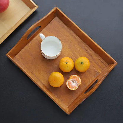 Retro Rectangular Wooden Serving Tray Tea Cutlery Trays Storage Pallet Crimson Medea
