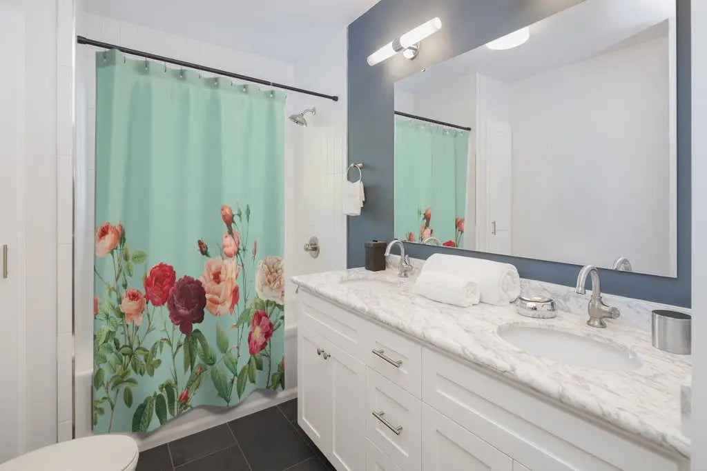 Rose Garden in Teal Shower Curtains Home Decor Yellow Pandora