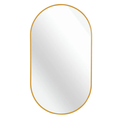 Gold 20 x 33 Inch Metal Oval  Mirror Sangria Beech