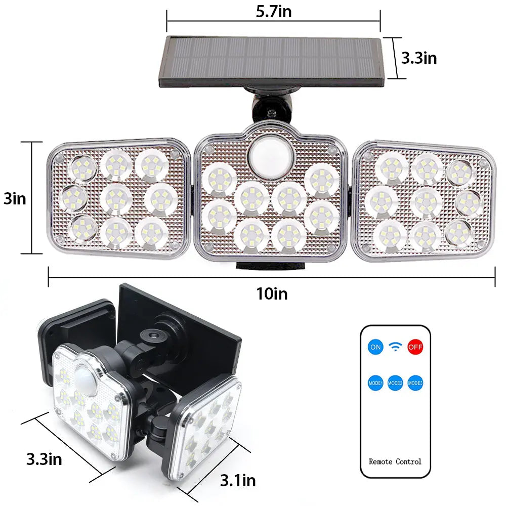 Solar Outdoor Lights 138 LED 3-Head Adjustable 360°Rotating Wide-Angle Pink Iolaus