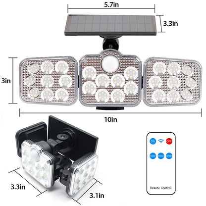 Solar Outdoor Lights 138 LED 3-Head Adjustable 360°Rotating Wide-Angle Pink Iolaus