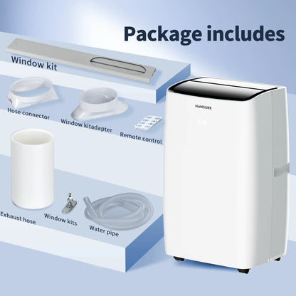 Portable Air Conditioners 12000 BTU, Room Air Conditioning Portable for Room, 24H Timer, 5-In-1 Quiet AC Unit as Cooler Dehumidifier Fan, Remote Control Window Kit Included