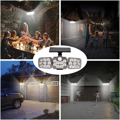 Solar Outdoor Lights 138 LED 3-Head Adjustable 360°Rotating Wide-Angle Pink Iolaus
