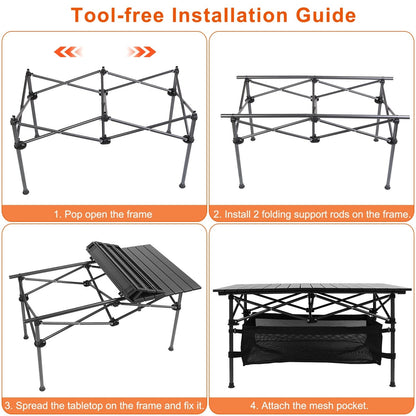 1Pc Folding Camping Table Portable Lightweight Aluminum Roll-up Picnic BBQ Desk With Carrying Bag For Outdoor Beach Backyard Party Patio Fedex Shipping Pink Lucy