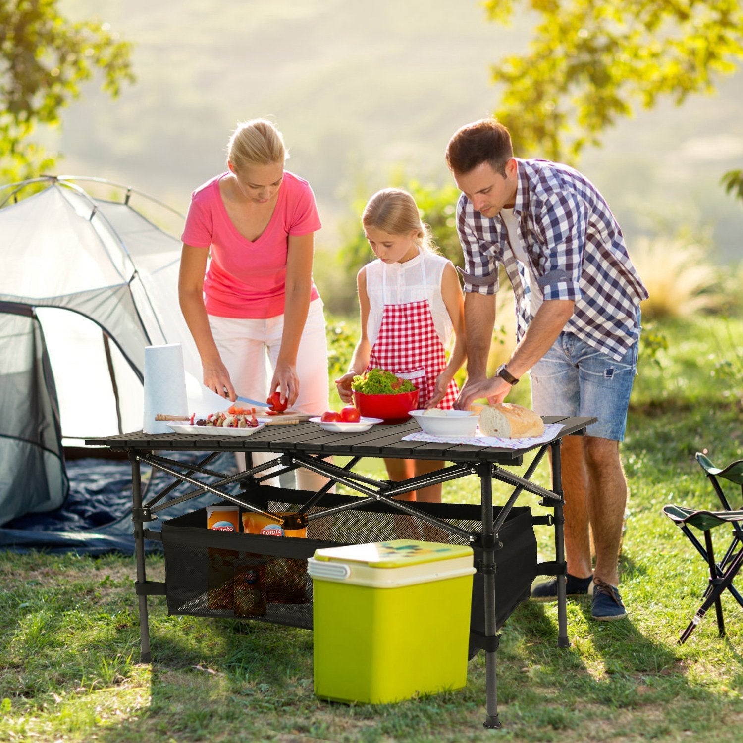 1Pc Folding Camping Table Portable Lightweight Aluminum Roll-up Picnic BBQ Desk With Carrying Bag For Outdoor Beach Backyard Party Patio Fedex Shipping Pink Lucy