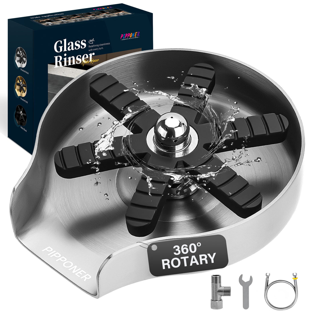 AdoreKart Glass Rinser For Kitchen Sink, Upgrade 360 Rotating High Pressure Jet Glass Rinser, 5-inch Stainless Steel Cup Washer, Cup Rinser Sink Attachment For Home And Commercial Pink Lucy