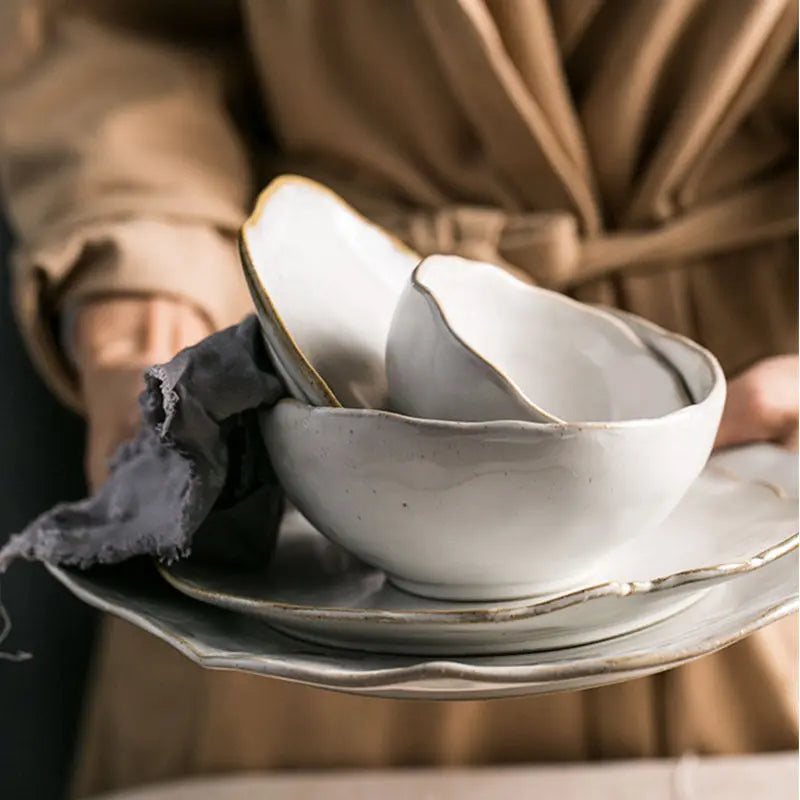 Irregular ceramic tableware Crimson Medea