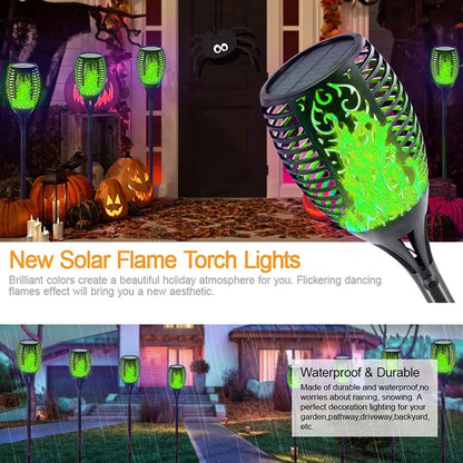 2 Pcs Solar Lights Outdoor Solar 12 Led Torch Flickering Flame Lights Pink Iolaus