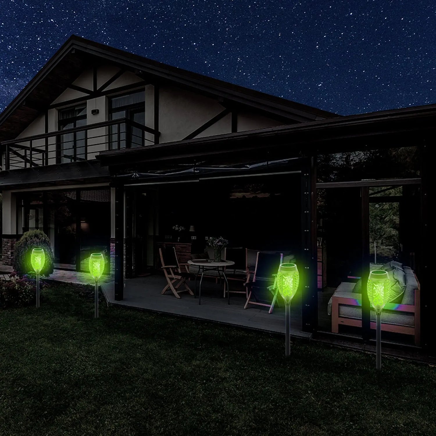 2 Pcs Solar Lights Outdoor Solar 12 Led Torch Flickering Flame Lights Pink Iolaus