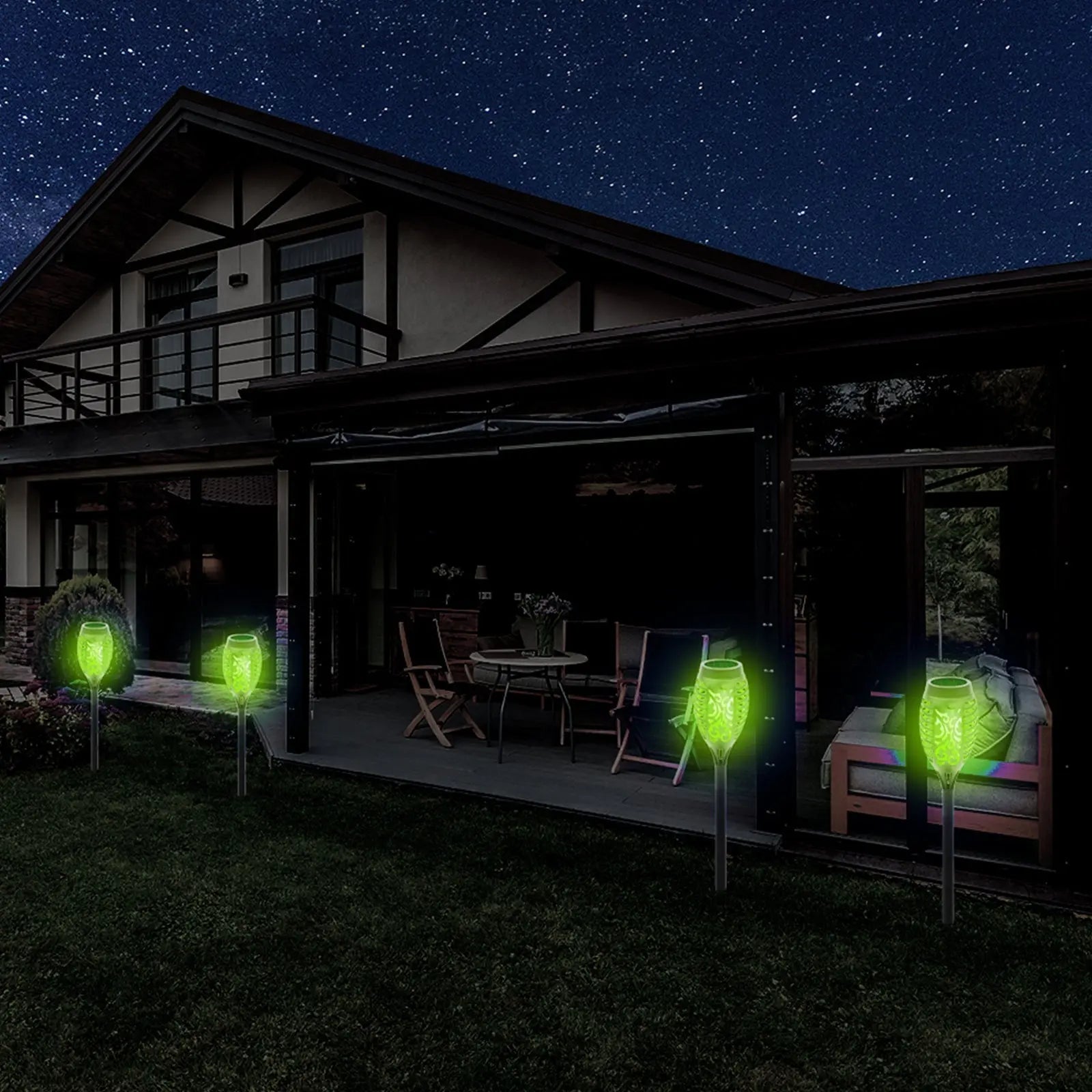 2 Pcs Solar Lights Outdoor Solar 12 Led Torch Flickering Flame Lights Pink Iolaus