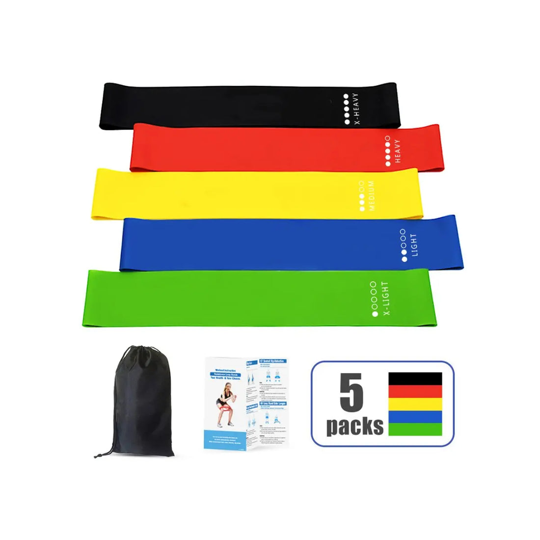 Flex And Stretch Set Of 5 Exercise Latex Bands Salmon Lucky
