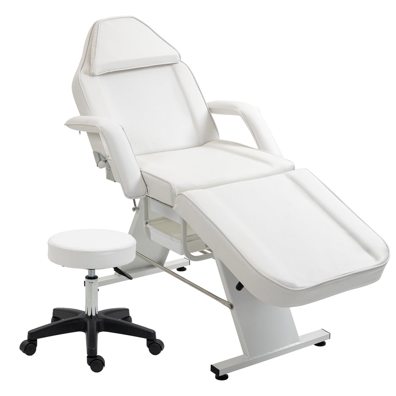 Massage Salon Tattoo Chair With Two Trays Esthetician Bed With Hydraulic Stool,Multi-Purpose 3-Section Facial Bed Table, Adjustable Beauty Barber Spa Beauty Equipment Pink Lucy