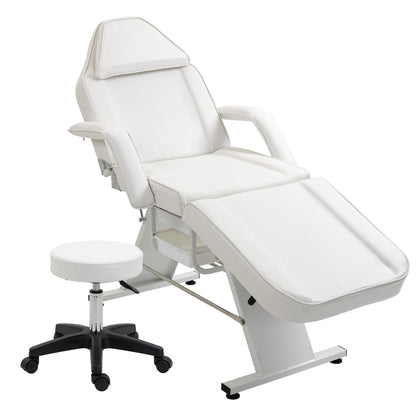 Massage Salon Tattoo Chair With Two Trays Esthetician Bed With Hydraulic Stool,Multi-Purpose 3-Section Facial Bed Table, Adjustable Beauty Barber Spa Beauty Equipment Pink Lucy