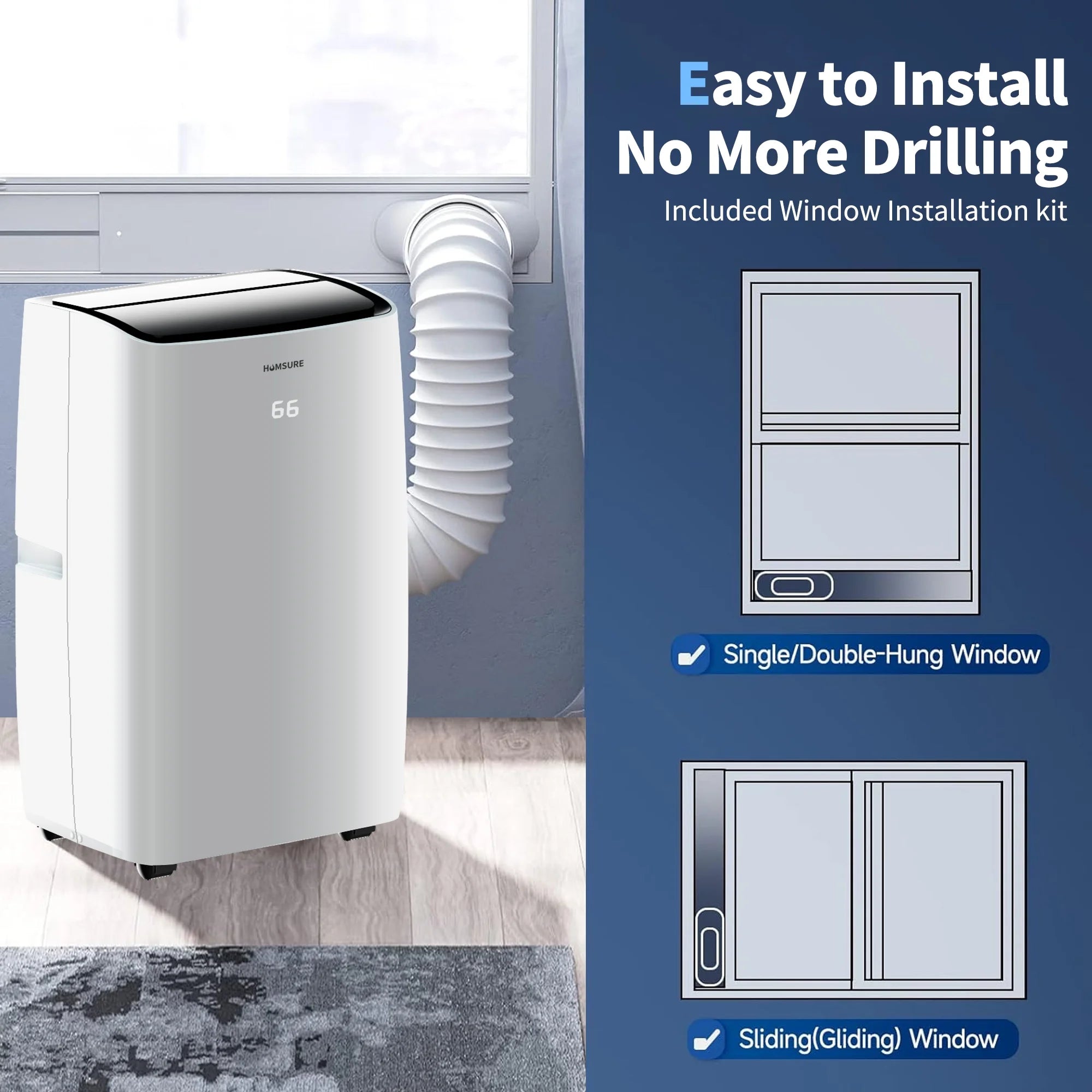 14000 BTU Portable Air Conditioner and Heater for Room up 700 Sq. Ft,4-In-1 Quiet Portable Ac Unit with Heater Dehumidifier Fan Function, Remote Control, Sleep Mode, 24H Timer