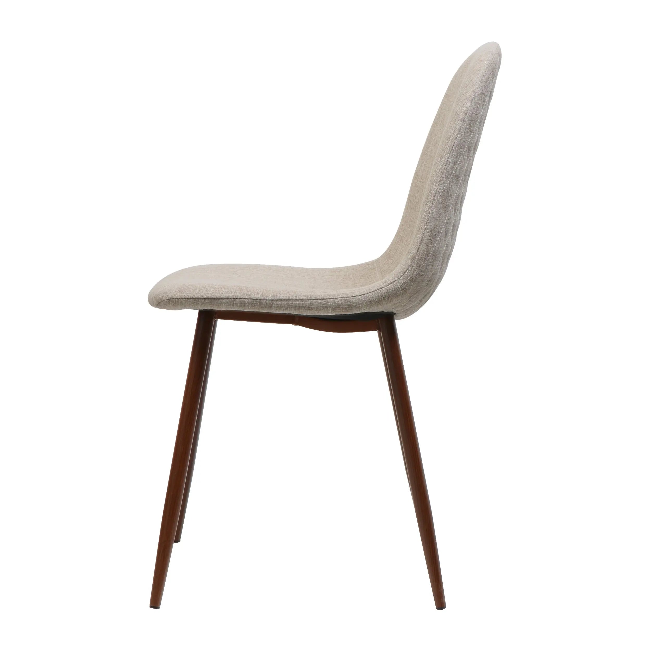 Elegant Wheat Fabric Dining Chair Set with Iron Legs and Dark Walnut Sangria Beech