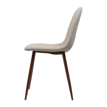 Elegant Wheat Fabric Dining Chair Set with Iron Legs and Dark Walnut Sangria Beech