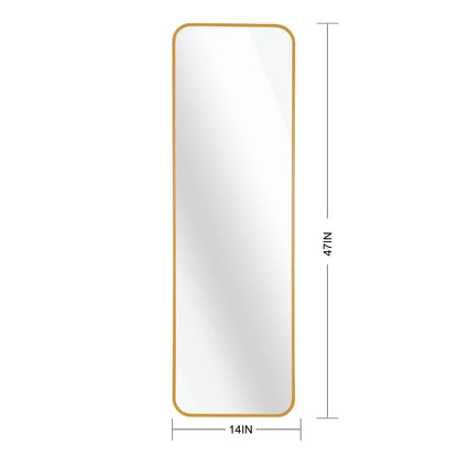 Gold 47 x 14IN Door mirror. Sangria Beech
