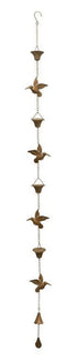 Copper Hummingbird Rain Chain - 69" Iron Garden Decor White Diomedes